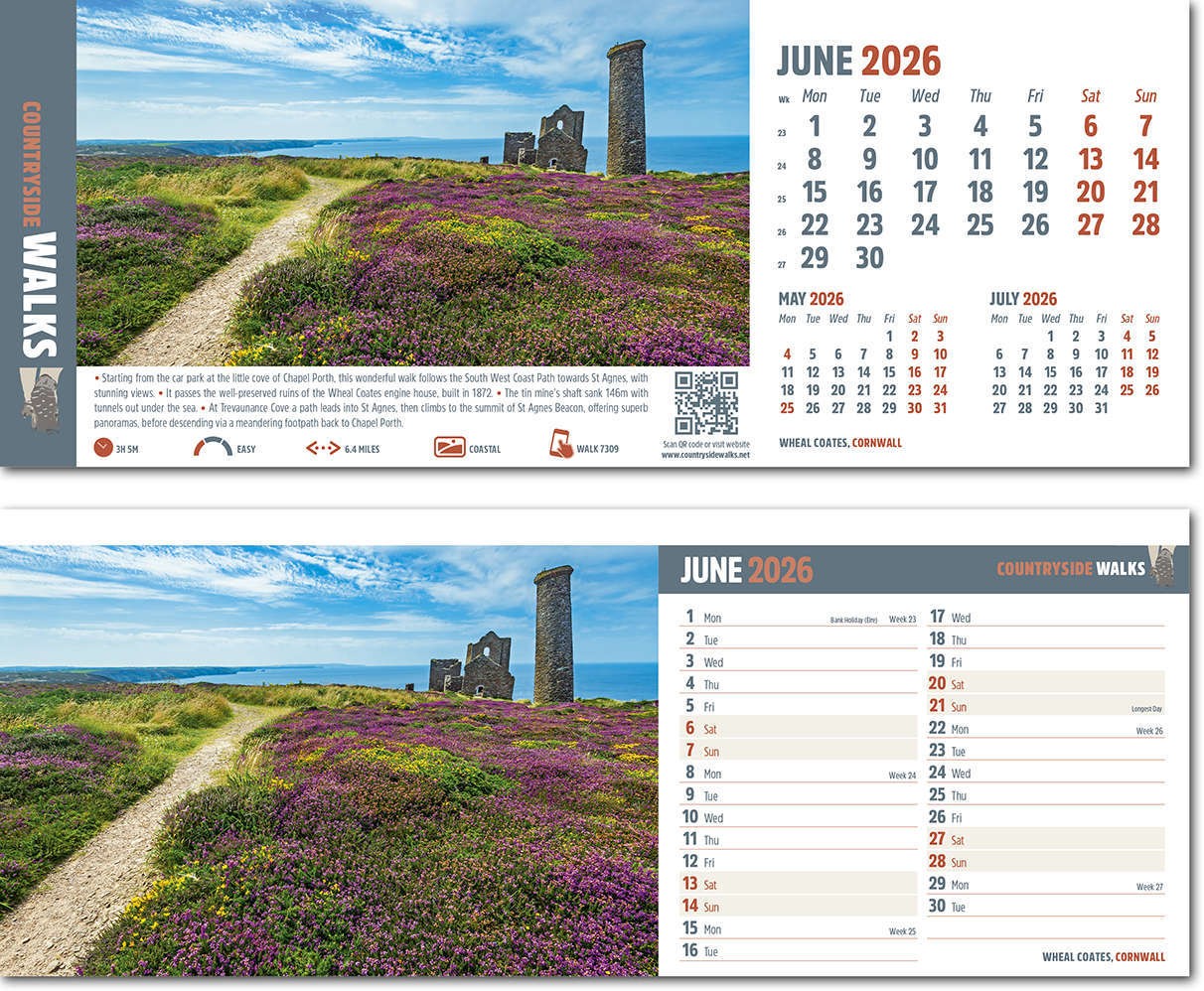 Countryside Walks Premium Lined Easel Desk Calendar