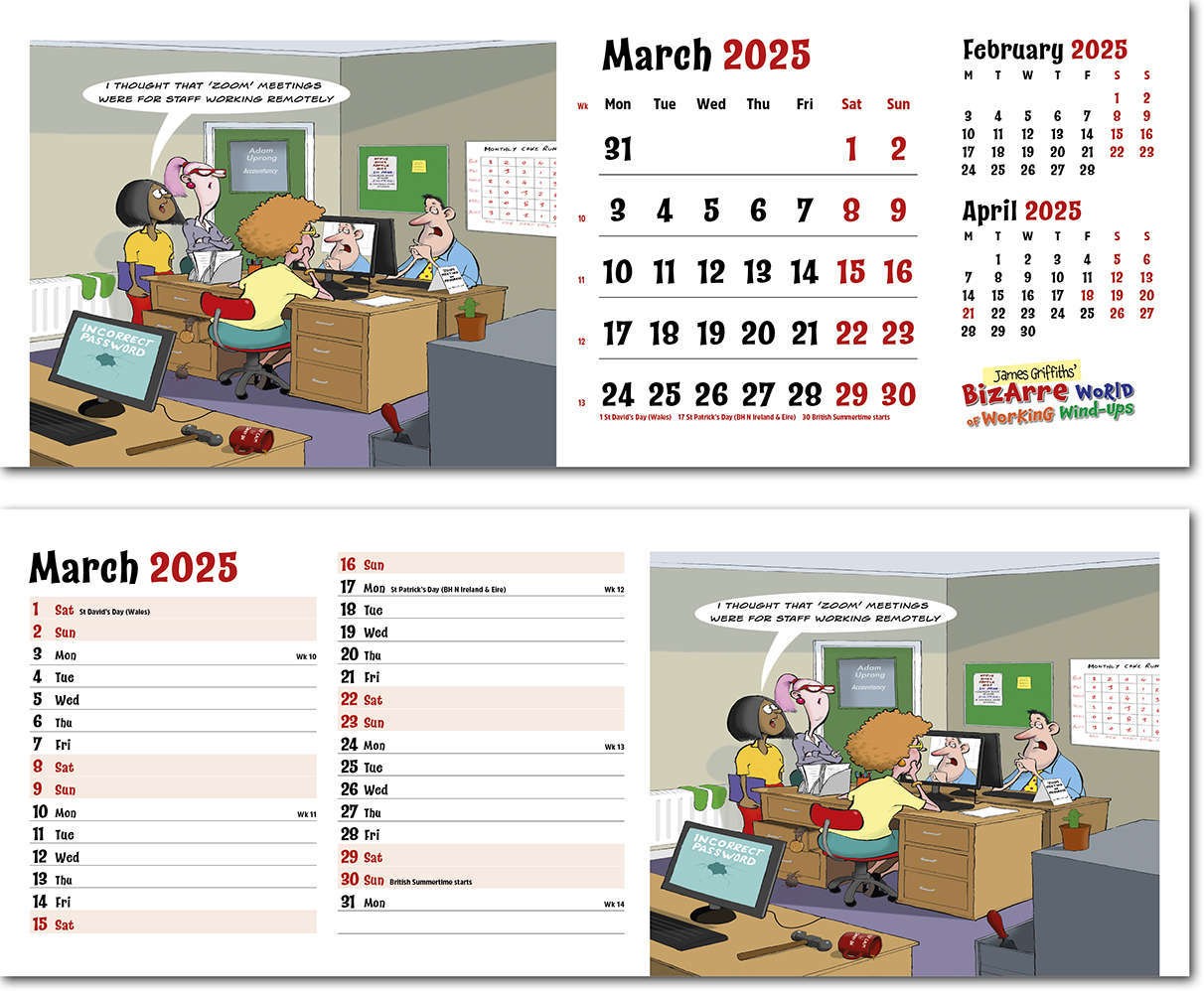 Bizarre World of Working Wind Ups Task Station Desk Calendar